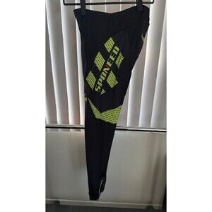 Men’s Sponeed Cycling Pants Black Green Padded Stretch Ankle Zip Size Large